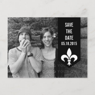 Black Chic Flourish Banner Save the Date Postcard