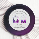 Black Chic Lace Watercolor Lingerie Bridal Shower Paper Plate<br><div class="desc">Black Chic Lace Watercolor Lingerie Bridal Shower Paper Plates Tableware features elegant black and purple lace bras with your personalised lingerie party,  panty party or bridal shower in elegant script. Personalise by editing the text in the text boxes provided. Created by ©Evco Studio www.zazzle.com/store/evcostudio</div>