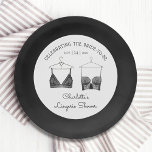 Black Chic Lace Watercolor Lingerie Bridal Shower Paper Plate<br><div class="desc">Black Chic Lace Watercolor Lingerie Bridal Shower Paper Plates Tableware features elegant black lace bras with your personalised lingerie party,  panty party or bridal shower in elegant script. Personalise by editing the text in the text boxes provided. Created by ©Evco Studio www.zazzle.com/store/evcostudio</div>