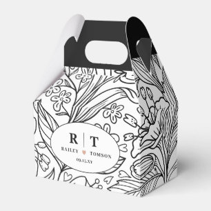 Black Chic Modern Floral Classic Welcome Bags Favour Box