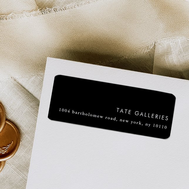 Black Chic Modern Minimalist Return Address Label (Black chic modern minimalist return address labels.)