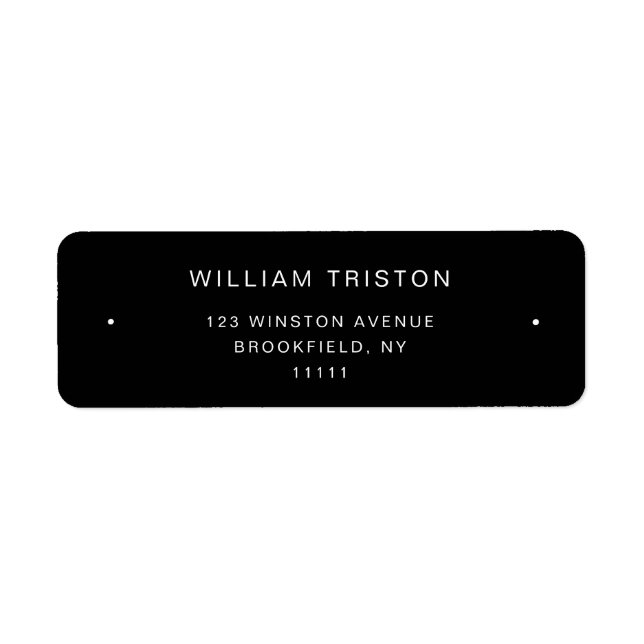 Black Chic Modern Plaque Return Address Label (Front)