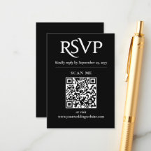 Black Chic Modern RSVP QR code wedding