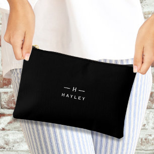 Black chic monogram accessory pouch
