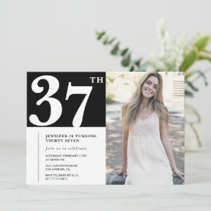 Black Chic Photo 37th birthday Invitations