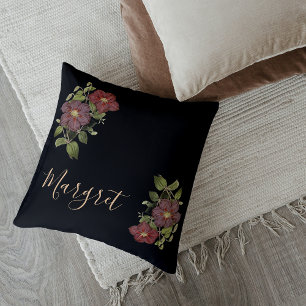Black Chic Stylish Floral Elegance Cushion