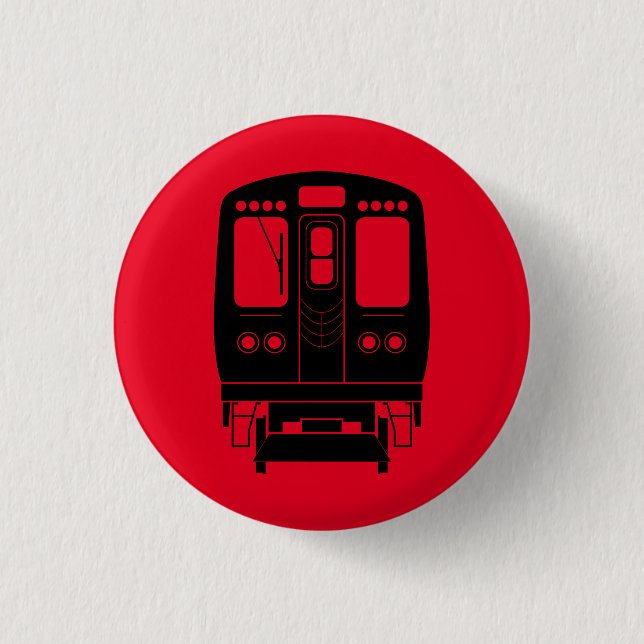 Black Chicago “L” Profile on Red Background 3 Cm Round Badge (Front)