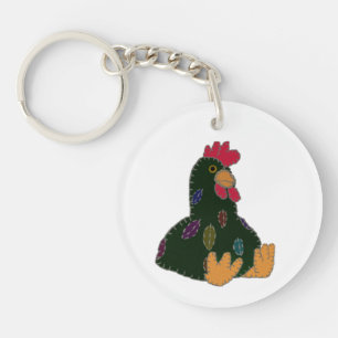 black chicken key ring