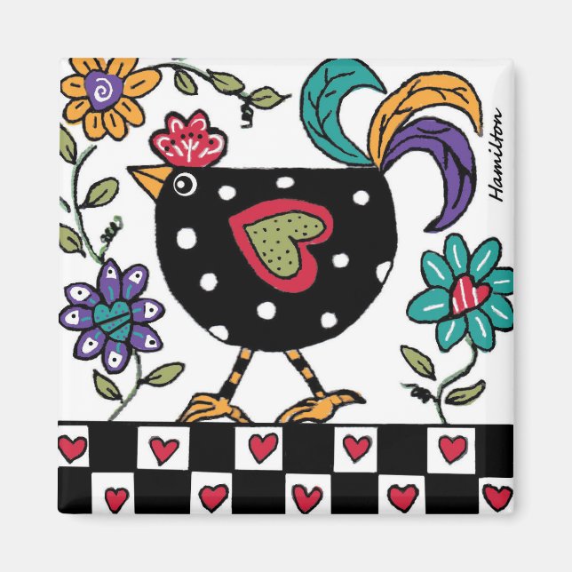 black chicken magnet (Front)