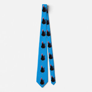 Black Chicken On Sponged Blue Background, Tie