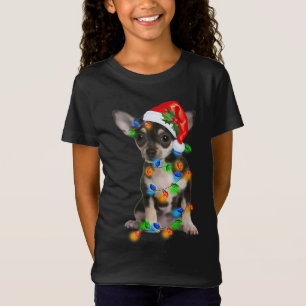 Black Chihuahua Christmas Light Funny Dog Xmas Tre T-Shirt