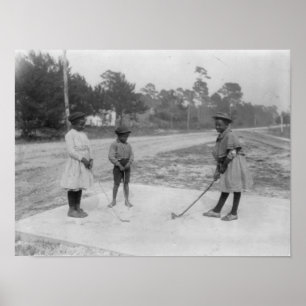 Black Children Playing Golf Photograph Poster