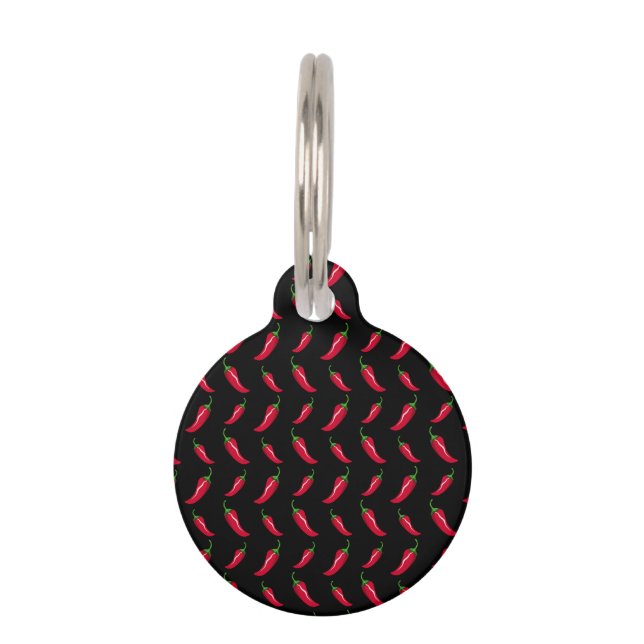 Black chilli peppers pattern pet tag (Front)
