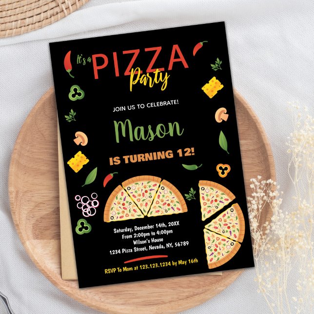 Black Chilli Pizza Birthday Invitations (Black Chili Pizza Birthday Invitations)