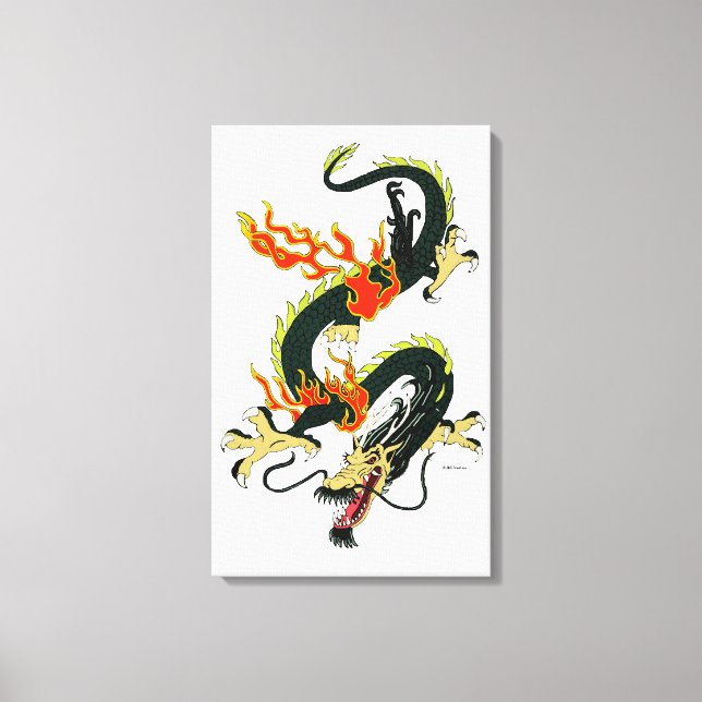 Black Chinese Dragon Canvas Print (Front)