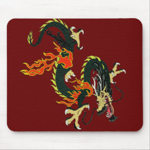Black Chinese Dragon Mouse Pad