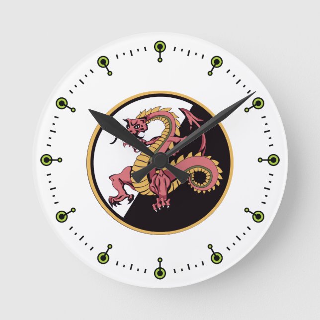 Black Chinese Dragon Wall Clock (Front)