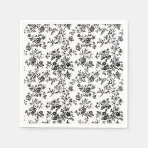 Black Chinoiserie Scattered Floral Garden Party Pa Napkin