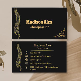  Black Chiropractor Chiropractic Spine Therapist Business Card