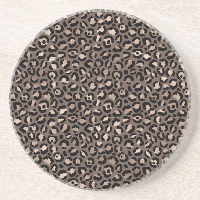 Black Chocolate Brown Bronze Leopard Print   Coaster (Front)