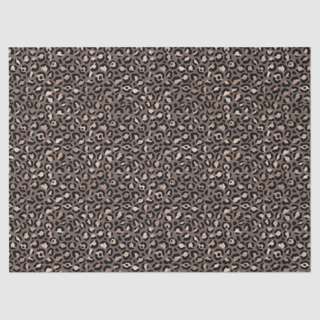 Black Chocolate Brown Bronze Leopard Print  Tissue Paper (Front)