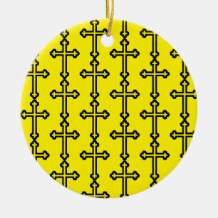 Black Christian cross Ceramic Tree Decoration
