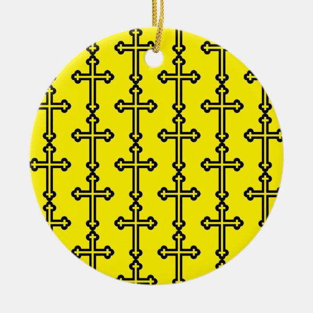 Black Christian cross Ceramic Tree Decoration (Front)