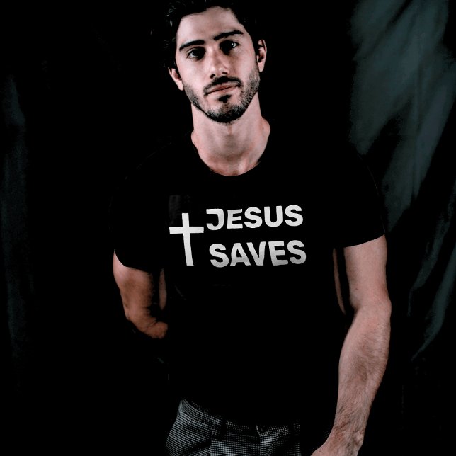 Black Christian Cross Jesus Saves  T-Shirt (Creator Uploaded)