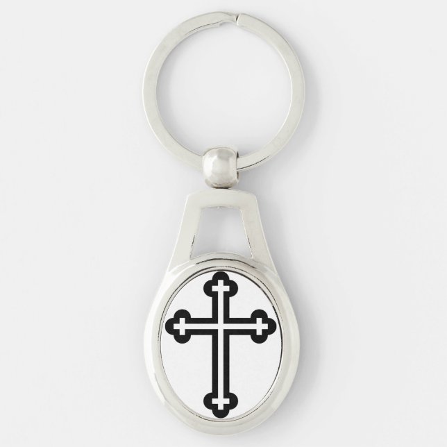 Black Christian cross Key Ring (Front)