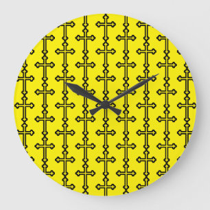 Black Christian cross Large Clock