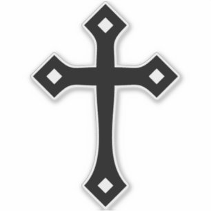 Black Christian Cross Minimal Kiss-Cut Vinyl