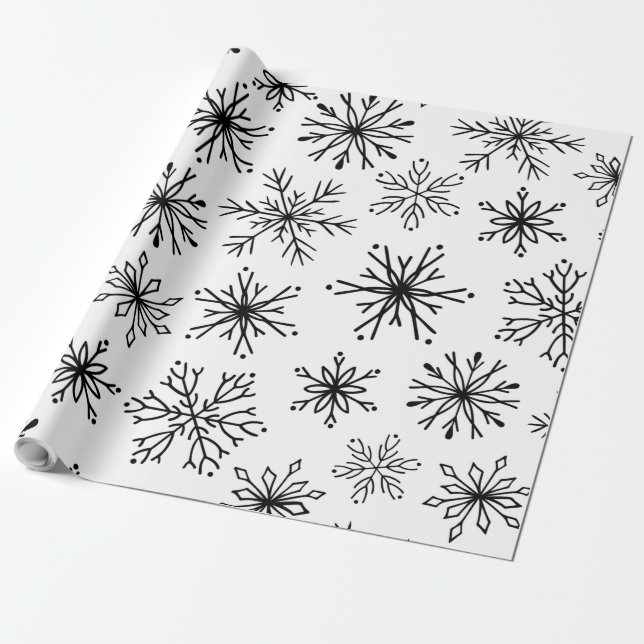 Black  Christmas Art Pattern  Wrapping Paper (Unrolled)