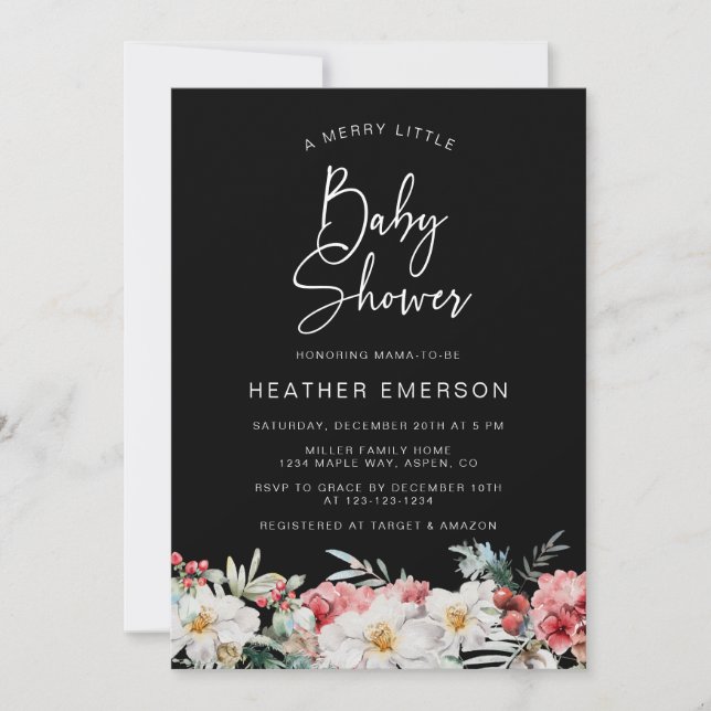 Black Christmas Baby Shower Invitation (Front)