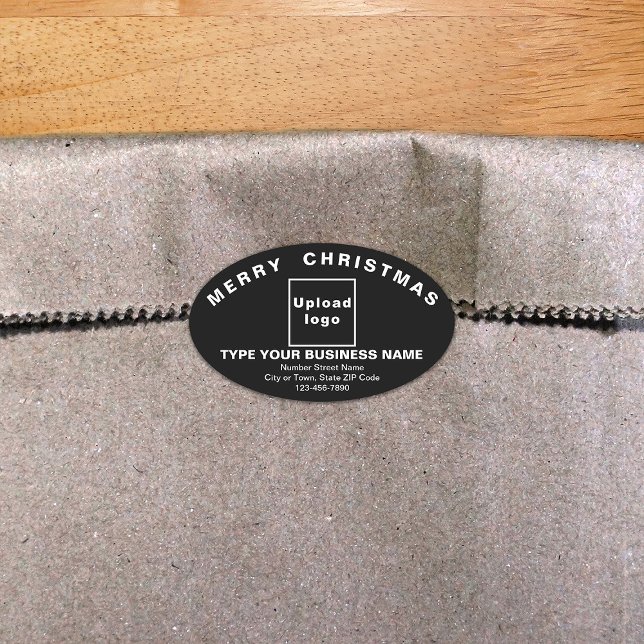 Black Christmas Business Oval Shape Sticker (Creator Uploaded)