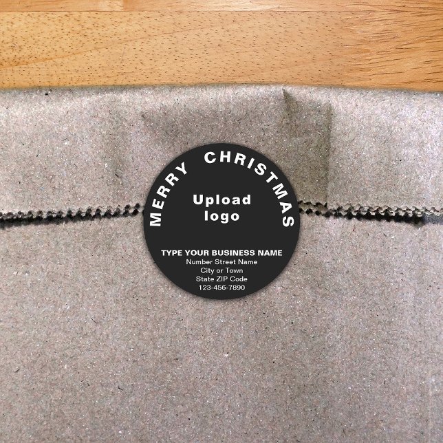 Black Christmas Business Round Shape Sticker (Creator Uploaded)