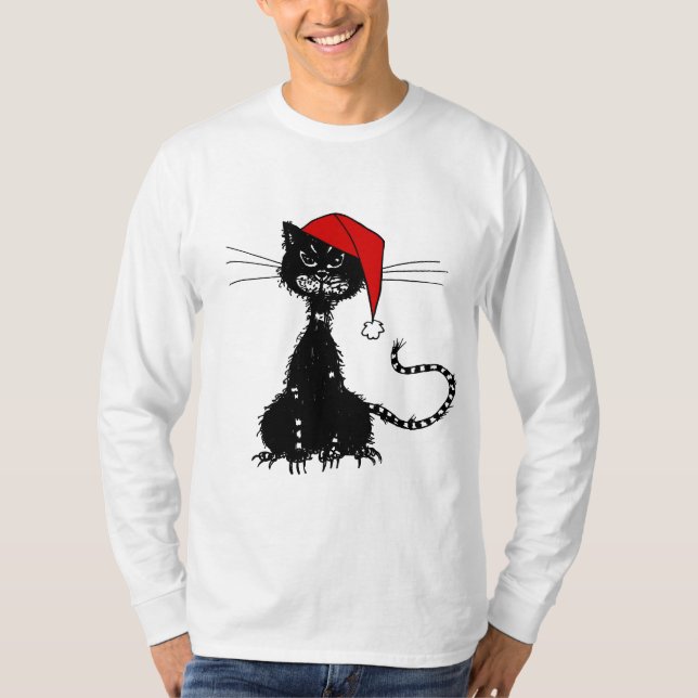 Black Christmas Cat T-Shirt (Front)