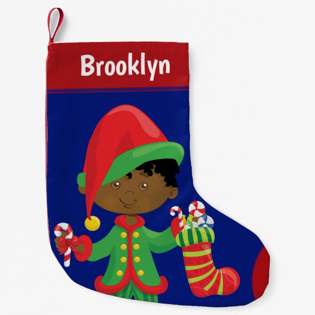 Black Christmas Elf Small Christmas Stocking (Front)