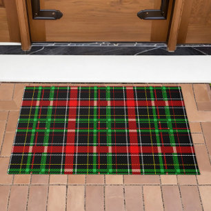 Black Christmas Flannel Plaid Tartan Design Doormat