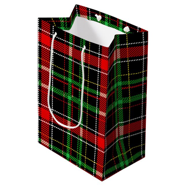 Black Christmas Flannel Plaid Tartan Design Medium Gift Bag (Creator Uploaded)
