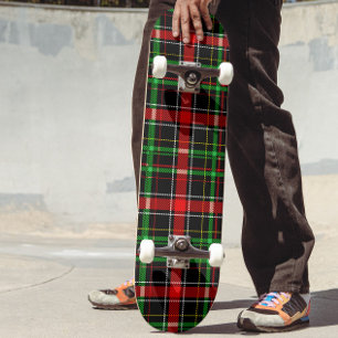 Black Christmas Flannel Plaid Tartan Design Skateboard