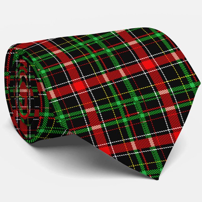 Black Christmas Flannel Plaid Tartan Design Tie (Creator Uploaded)