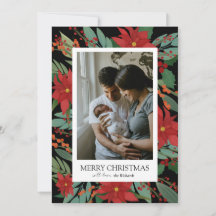 Black Christmas Flower Merry Christmas Card