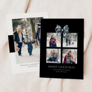 Black Christmas Gift Box Collage with Ribbon Bow Holiday Card