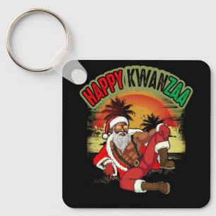 Black Christmas Happy Kwanzaa African Holiday Sant Key Ring