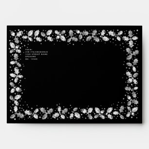 Black Christmas Holly Border Return Address A7 Envelope