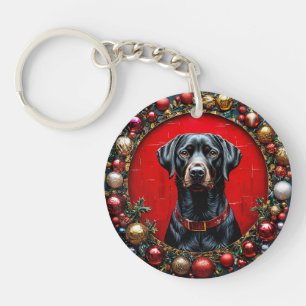 Black Christmas Labrador Dog Gift Key Ring