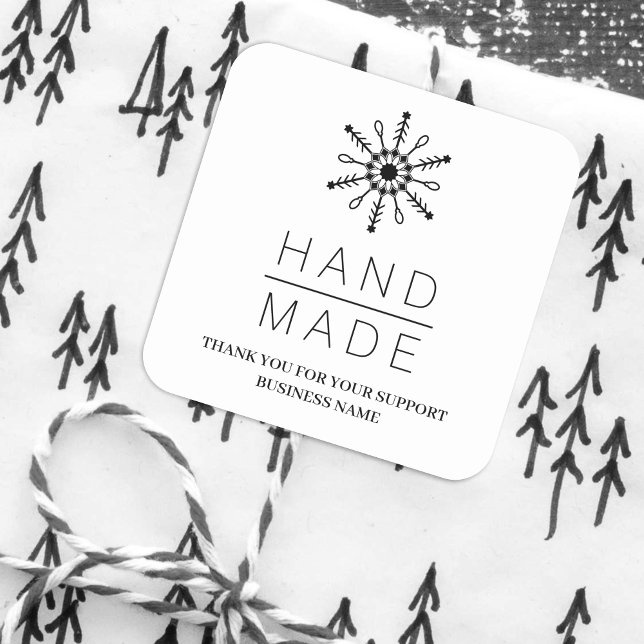  Black Christmas Modern Snowflake for Business Square Sticker (Black Christmas Modern Snowflake for Business Square Sticker. )