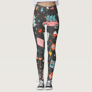 Black Christmas: ornate vintage pattern. Leggings