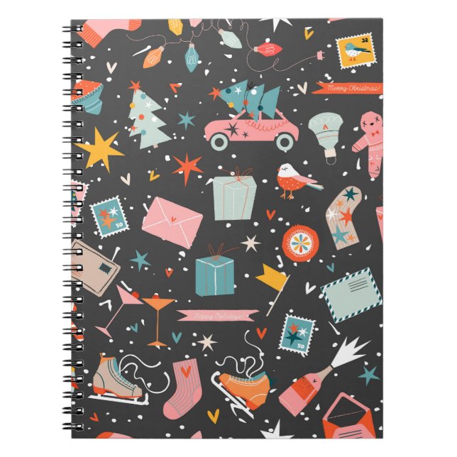 Black Christmas: ornate vintage pattern. Notebook (Front)