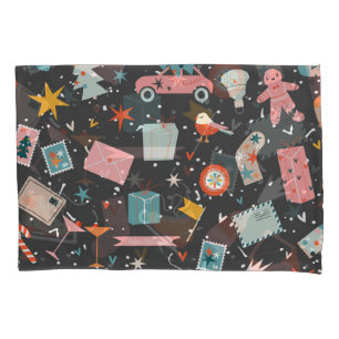 Black Christmas: ornate vintage pattern. Pillowcase